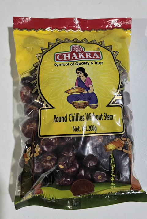 Chakra Dry Chillies Round( Without Stem) 200gm