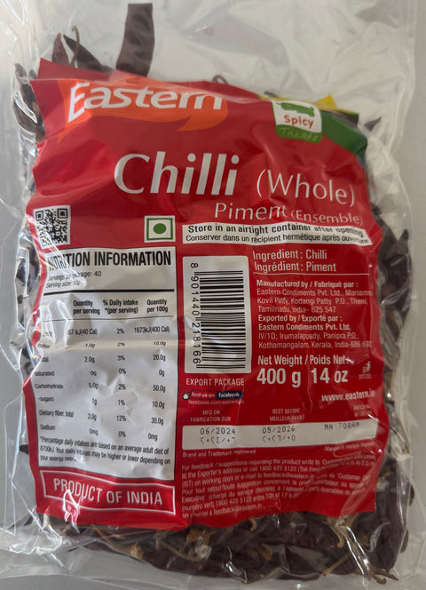 Eastern Chilli Whole 400g