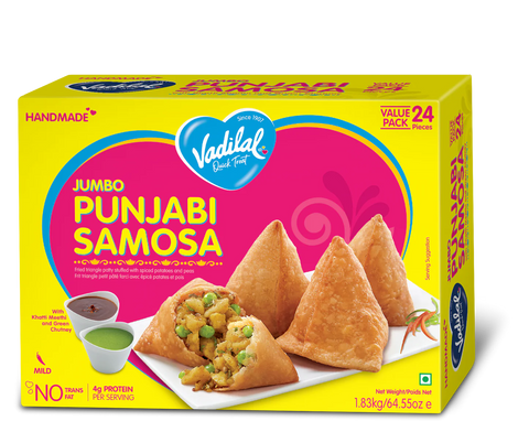 Vadilal Frozen Jumbo Punjabi Samosa Value Pack (24 pieces) 1.83kg