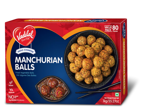 Vadilal Frozen Manchurian Balls 1kg Value Pack (80 pieces)