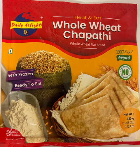 Daily Delight Whole Wheat Chappathi 330g (Frozen)